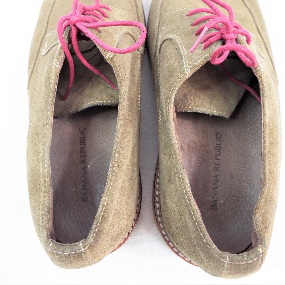 Banana Republic Men's Tan Suede Wingtip Lace-Up Brogue Oxford Shoes Size 9 - Picture 5 of 7